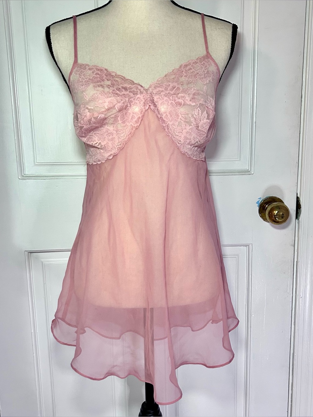 Pink Babydoll Lace & Mesh Lingerie Nighty Women’s Small By JW Sleep